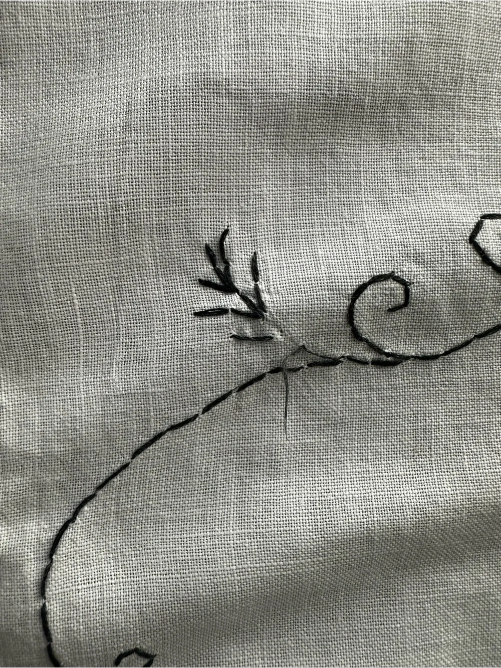 Vintage Hand-Embroidered Floral Runner